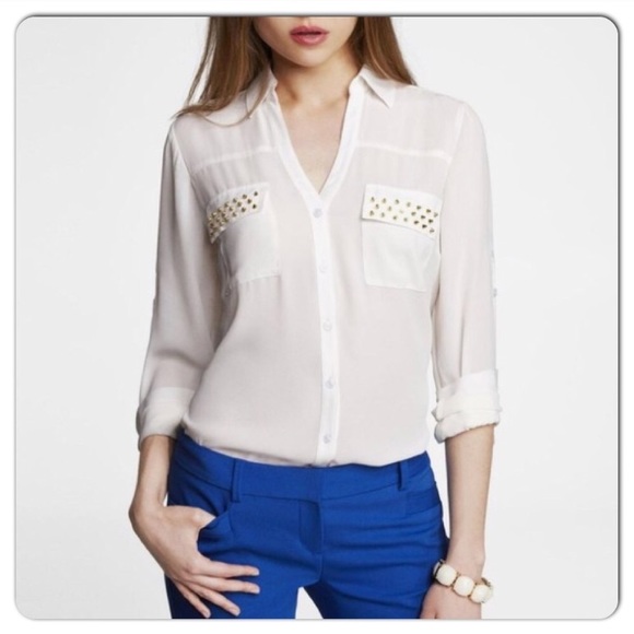 Express Tops - Express Portofino Button-Up Blouse